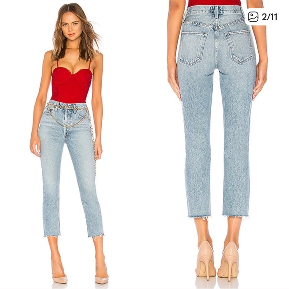 Agolde Riley High Rise Straight Crop Sz 27 - Picture 2 of 7
